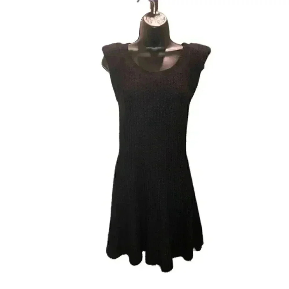 BLESSED ARE THE MEEK Black Sleeveless Knitted Shoulder Pad Flowing Dress